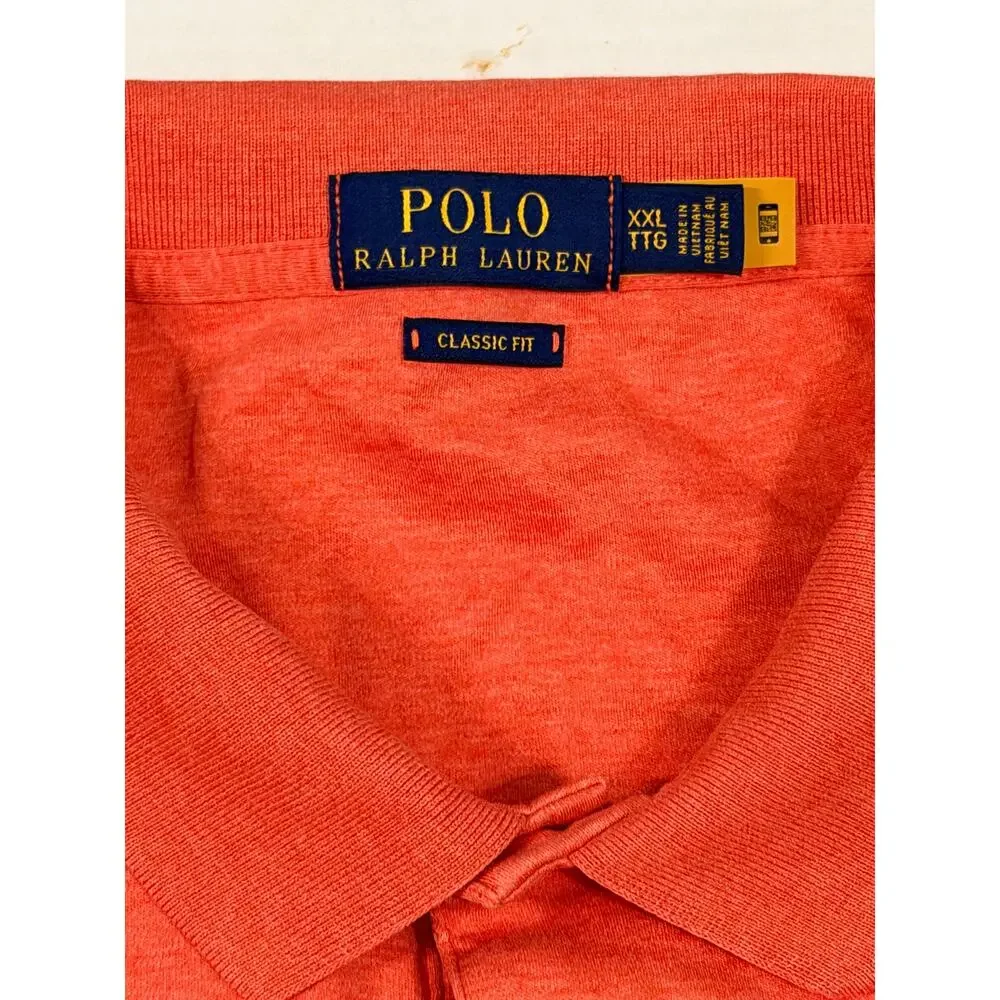 Polo Ralph Lauren Classic Fit XXL Coral Long Sleeve Polo Shirt Multicolor Pony